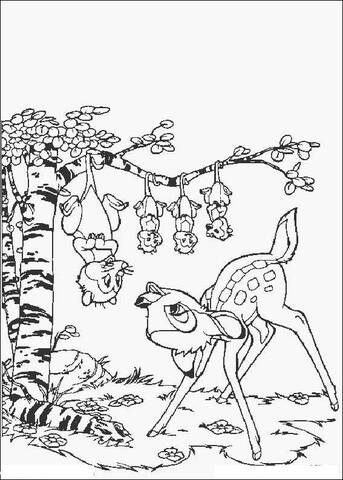 Bambi And His Friends  Coloring Page